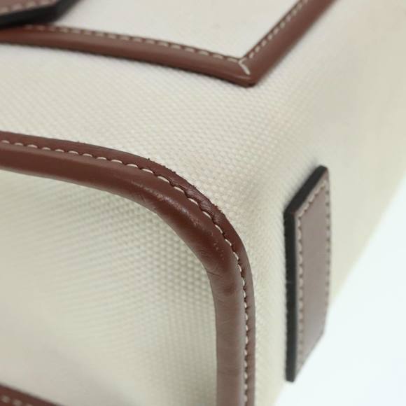BURBERRY Hand Bag Canvas 2way White Gold Brown Auth 93824V - Picture 15 of 16